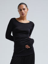 Seamless Basic Woolen Jade | Merino wool L/S T-Shirt Black