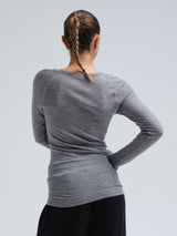 Seamless Basic Woolen Jade | Merino wool L/S T-Shirt Grey Melange