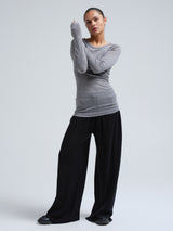 Seamless Basic Woolen Jade | Merino wool L/S T-Shirt Grey Melange