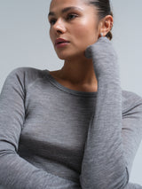 Seamless Basic Woolen Jade | Merino wool L/S T-Shirt Grey Melange