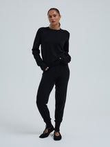 Seamless Basic Knitted leggings | Wool Cashmere T-shirt Black