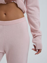 Seamless Basic Knitted leggings | Wool Cashmere T-shirt Powder Pink