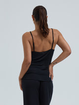 Seamless Basic Lace Silk Cami | Mulberry Silk Cami top Black w. Black