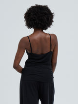Seamless Basic Lace Silk Cami | Mulberry Silk Cami top Black w. Black