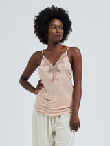 Seamless Basic Lace Silk Cami | Mulberry Silk Cami top Rosie Beige w. Rosie Beige
