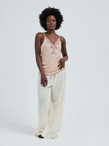 Seamless Basic Lace Silk Cami | Mulberry Silk Cami top Rosie Beige w. Rosie Beige