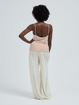 Seamless Basic Lace Silk Cami | Mulberry Silk Cami top Rosie Beige w. Rosie Beige