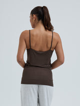 Seamless Basic Lace Silk Cami | Mulberry Silk Cami top Umber Brown