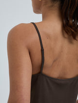 Seamless Basic Lace Silk Cami | Mulberry Silk Cami top Umber Brown