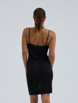 Seamless Basic Lace Silk Slip | Mulberry Silk Slip Dress Black w. Rosie Beige