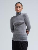 Seamless Basic Woolen Lola | Merino wool Roll Neck Grey Melange