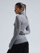 Seamless Basic Woolen Lola | Merino wool Roll Neck Grey Melange
