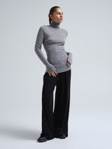 Seamless Basic Woolen Lola | Merino wool Roll Neck Grey Melange