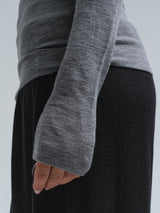 Seamless Basic Woolen Lola | Merino wool Roll Neck Grey Melange