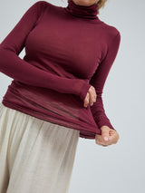Seamless Basic Nouveau | Cotton Roll Neck Burgundy
