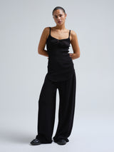 Seamless Basic Piccola | Merino wool Strap Top Black