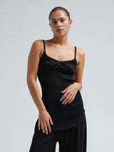 Seamless Basic Piccola | Merino wool Strap Top Black