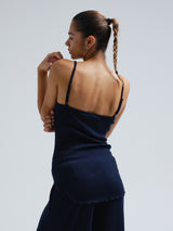 Seamless Basic Piccola | Merino wool Strap Top Navy