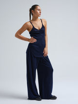 Seamless Basic Piccola | Merino wool Strap Top Navy