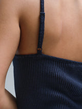 Seamless Basic Piccola | Merino wool Strap Top Navy