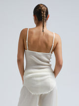 Seamless Basic Piccola | Merino wool Strap Top Off-White