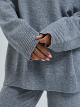 Seamless Basic Roll Neck Jumper | Wool Cashmere Roll Neck Ash Melange