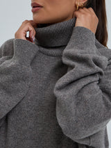 Seamless Basic Roll Neck Jumper | Wool Cashmere Roll Neck Heather Mushroom