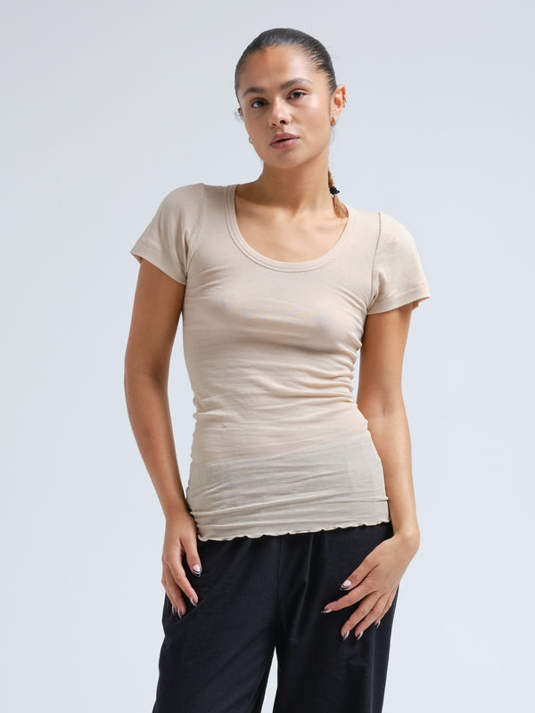 Seamless Basic Roseanna | Cotton S/S T-Shirt Dark sand