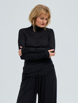 Seamless Basic Sheer Roll Neck | Silk Roll Neck Black