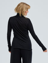 Seamless Basic Sheer Roll Neck | Silk Roll Neck Black