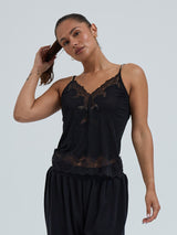 Seamless Basic Silk Cami Romance | Mulberry Silk Cami top Black