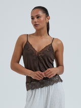 Seamless Basic Silk Cami Romance | Mulberry Silk Cami top Umber Brown
