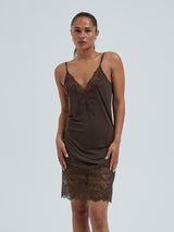 Seamless Basic Silk Slip Romance | Mulberry Silk Slip Dress Umber Brown