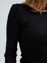 Seamless Basic Silky Alma | Silk L/S T-Shirt Black