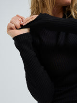 Seamless Basic Silky Alma | Silk L/S T-Shirt Black
