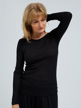 Seamless Basic Silky Alma | Silk L/S T-Shirt Black