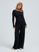 Seamless Basic Silky Alma | Silk L/S T-Shirt Black