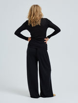 Seamless Basic Silky Alma | Silk L/S T-Shirt Black