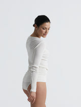 Seamless Basic Silky Alma | Silk L/S T-Shirt Off-White