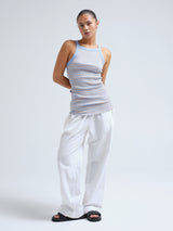 Seamless Basic Silky Daze | Silk Strap Top Dark sand/Light blue