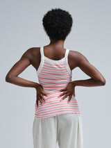 Seamless Basic Silky Daze | Silk Strap Top Pink/Off-White