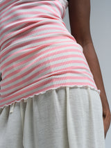 Seamless Basic Silky Daze | Silk Strap Top Pink/Off-White