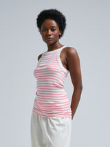 Seamless Basic Silky Daze | Silk Strap Top Pink/Off-White