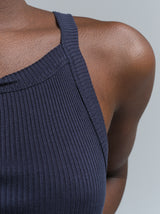 Seamless Basic Silky Daze | Silk Strap Top Navy