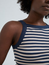 Seamless Basic Silky Daze | Silk Strap Top Navy/Beige