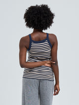 Seamless Basic Silky Daze | Silk Strap Top Navy/Beige