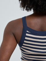 Seamless Basic Silky Daze | Silk Strap Top Navy/Beige