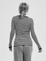 Seamless Basic Silky Fiore | Silk Blouse Navy/Off-white