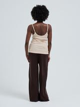 Seamless Basic Silky Sofia | Silk Strap Top Rosie Beige
