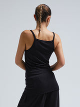 Seamless Basic Woolen Viola | Merino wool Strap Top Black
